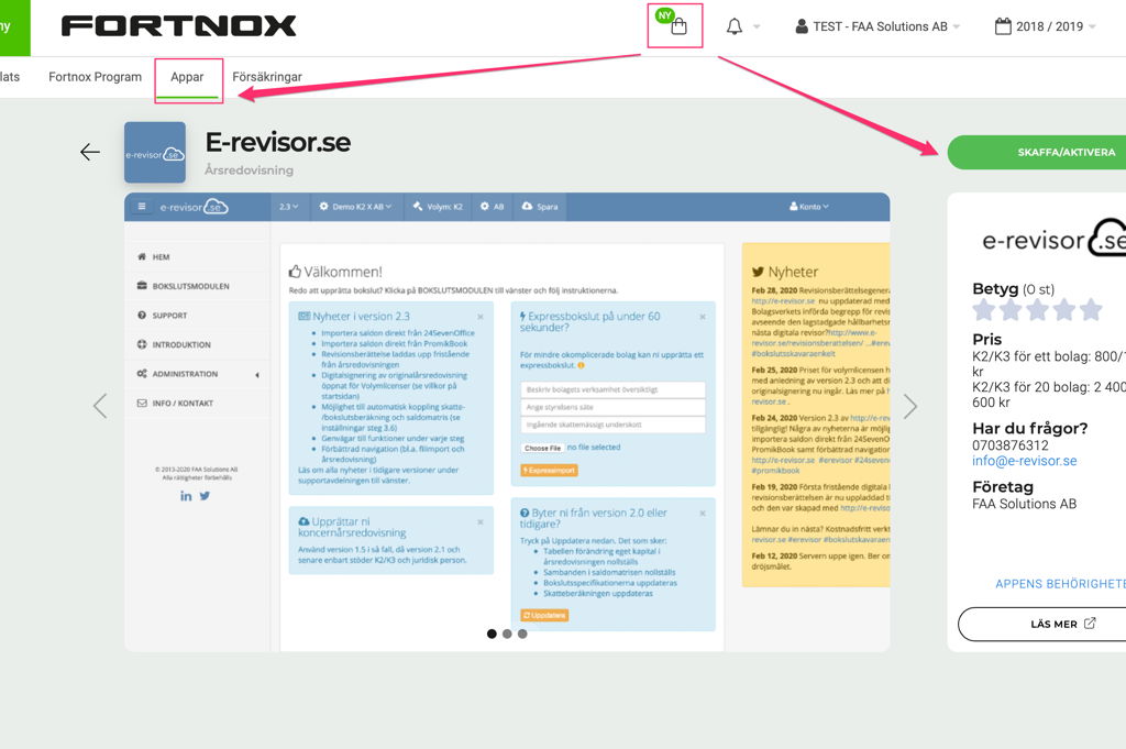 Bild som visar hur bokslut i e-revisor.se fungerar och särskilt importfunktionen.